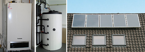 Gasheizung Buderus Gasbrennwertkessel GB 172 mit Solar zur Heizungsunterstützung