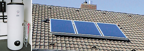 3 Sonnenkollektoren 6,09m² mit 300 Liter Solarspeicher